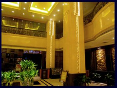 The lobby of the YuTong, our 4-star hotel, is a postmodern 2-storey atrium in Asian style